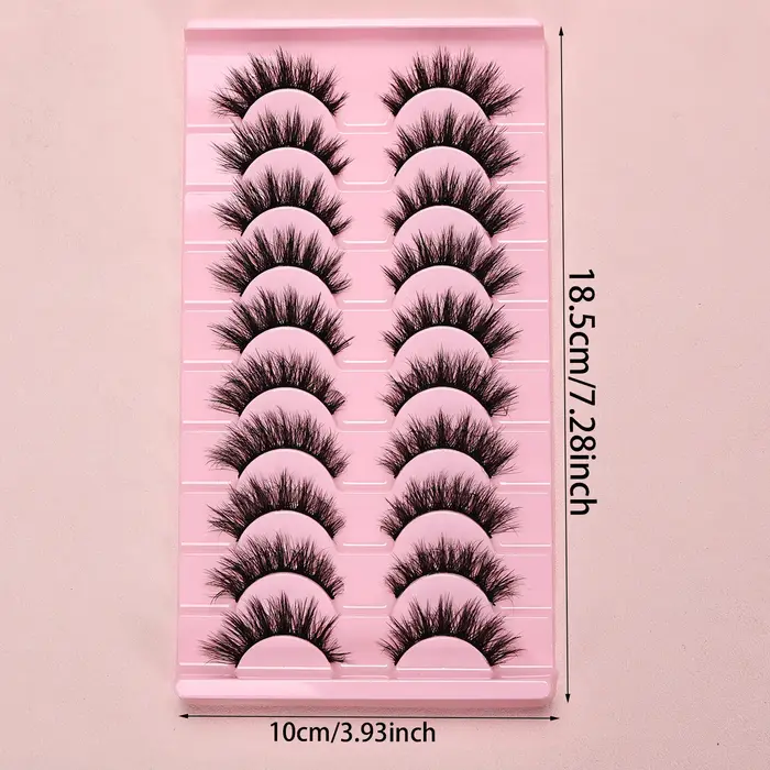 10 paires de faux cils 3D moelleux