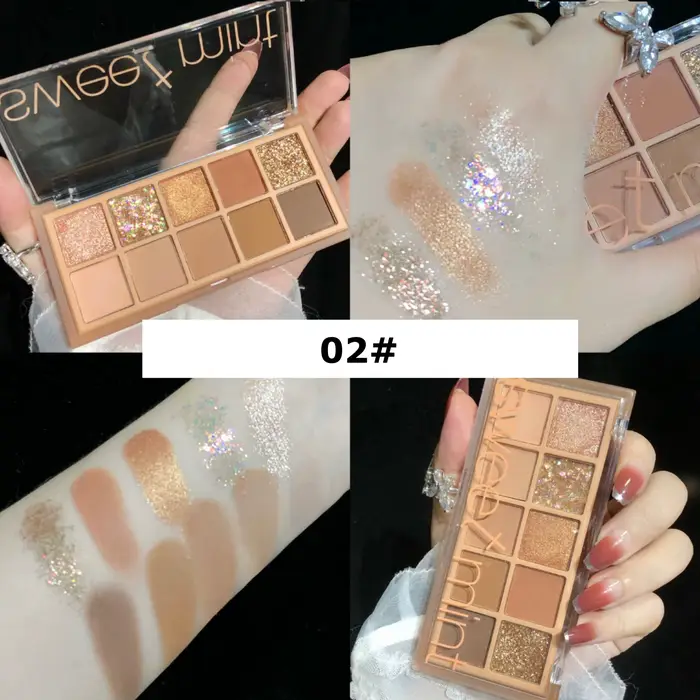 Palette de fards à paupières SWEET MINT 10 couleurs, mat, scintillant, neutre, pour maquillage quoti