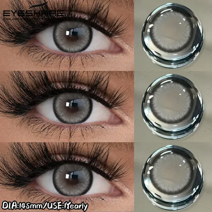 Lentilles de contact colorées EYESHARE Natural Enlarges Eyes, couleur gris diamant, lentilles bleues