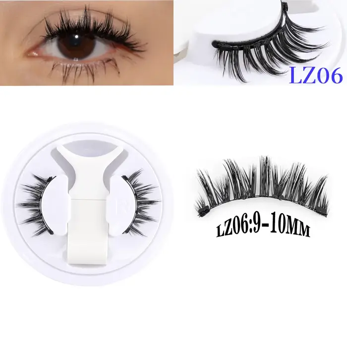 2 paires de faux cils magnétiques avec applicateur, naturels, réutilisables, sans colle nécessaire, 