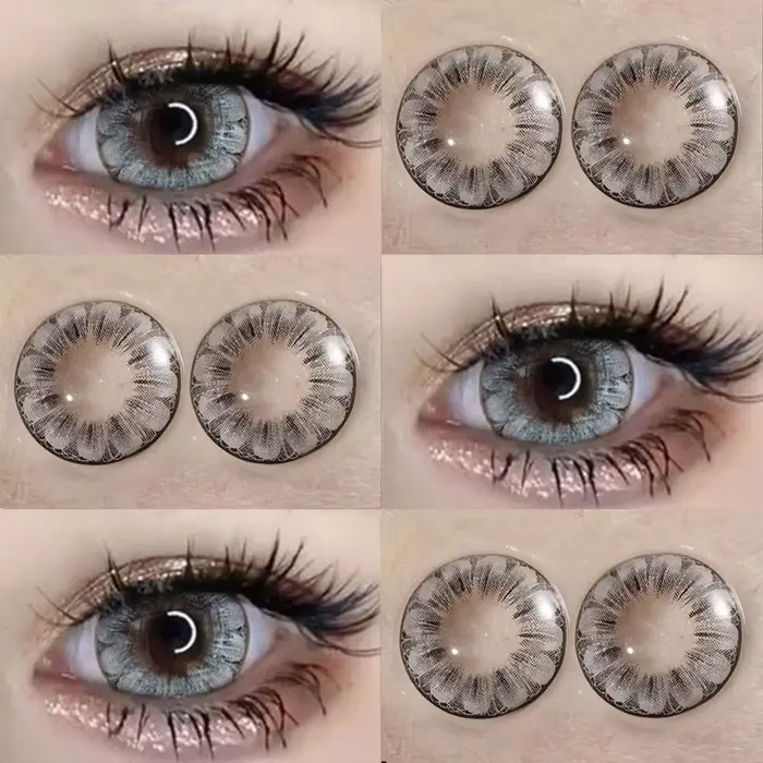 1 paire de lentilles de Contact de couleur pour les yeux, lentille grise ambre naturelle annuelle, c