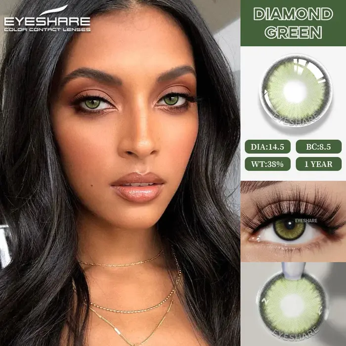 EYESHARE Lentilles de contact colorées naturelles bleues, lentilles bleues, lentilles de contact vertes, lentilles de contact souples pour la beauté et le maquillage des yeux