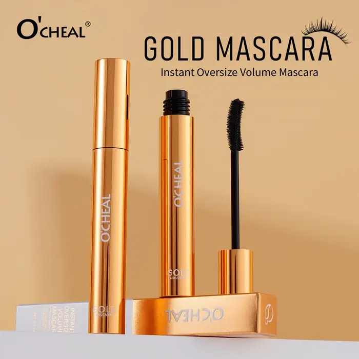 Mascara O'CHEAL Gold Mascara Noir 3D Soie Épaisse Bouclée Allongeant les Cils Séchage Rapide Difficile à Baver Longue Durée Imperméable