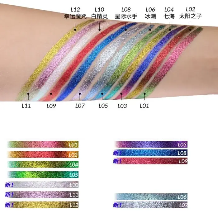 Kaleidos Eyeliner Gel crayon imperméable couleur caméléon longue tenue paillettes métalliques ombres à paupières stylo Eye Liner timbre maquillage