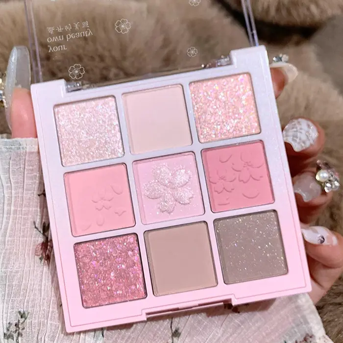 Palette de fards à paupières rose Sakura 9 couleurs