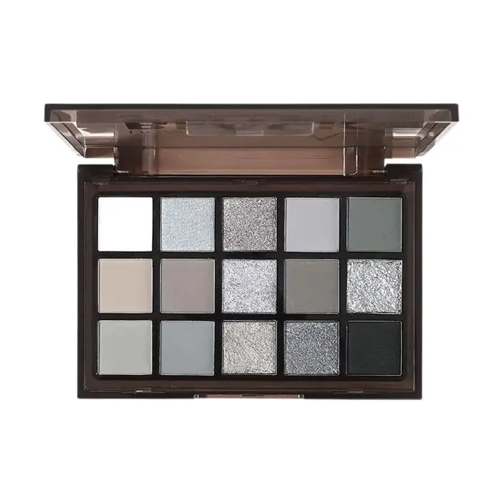 Palette de fards à barrage 15 couleurs, noir, gris, fumé, 256 noir, blanc, gris, argent, fard à barr