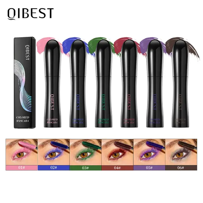 QIBEST Mascara en soie avec grands yeux, Extension de Mascara noir solide et durable, imperméable et sans agglomération, maquillage de Mascara poussé