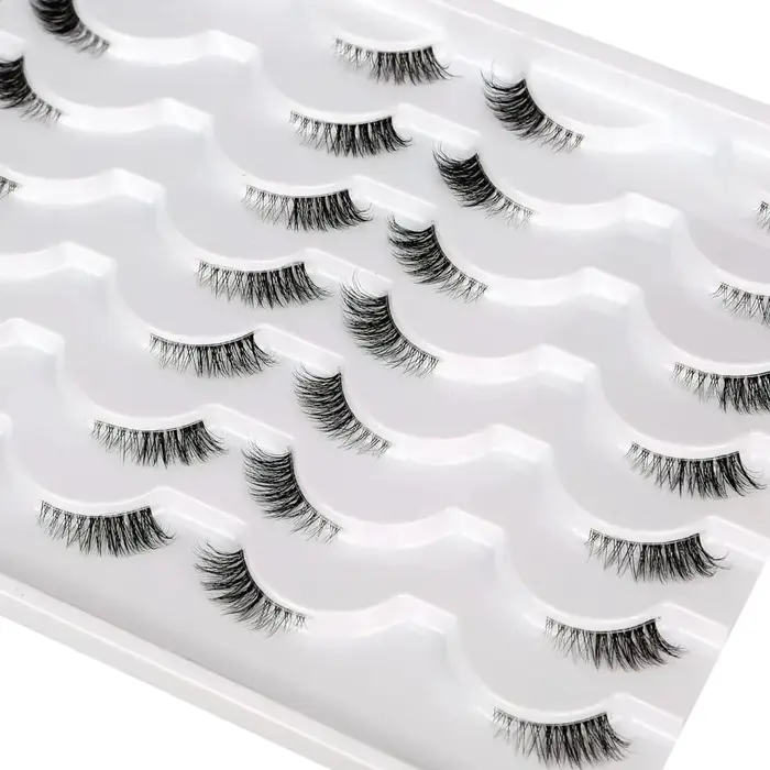 14 paires de faux cils transparents à bande transparente