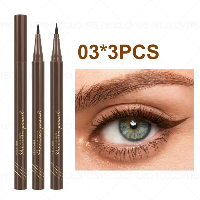 Lot de 3 Eyeliners Liquides Ultra-fins, Imperméables et Résistants à la Transpiration, Anti-bavures,