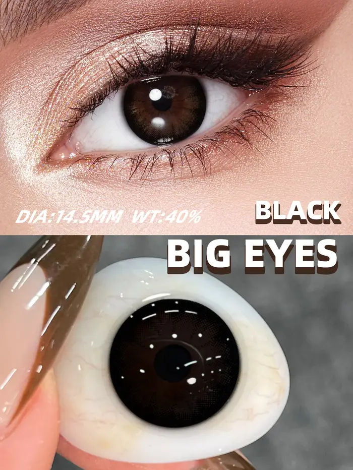 JARWAWA 1 Paire de Lentilles de Contact Colorées Coréennes Naturelles Effet Grandes Yeux Café Noir L