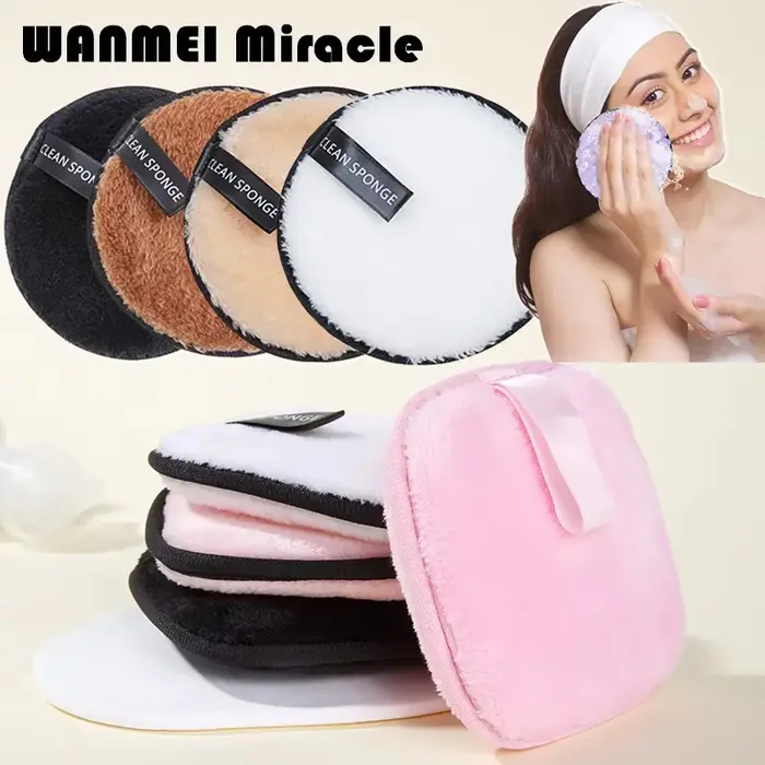 1/3 pièces disques réutilisables démaquillant lingette tampons de coton microfibre maquillage visage serviette tissu lavable éponge soins de la peau nettoyage bouffée