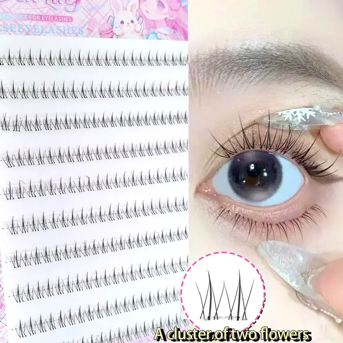Cils inférieurs à petite flamme d'aspect naturel - Sans colle, application facile, convient aux débu
