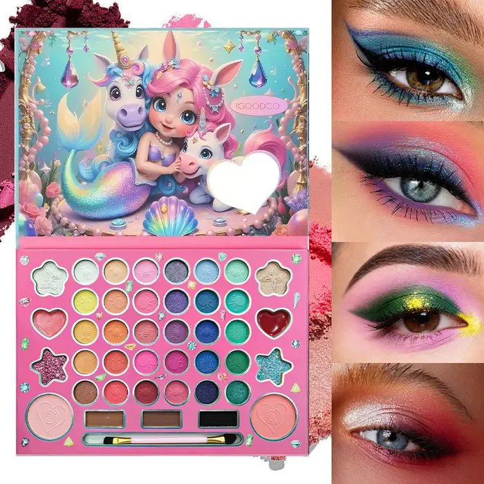 Palette de fards à paupières 41 couleurs avec pinceau double extrémité – Ensemble de maquillage pour les yeux mat et