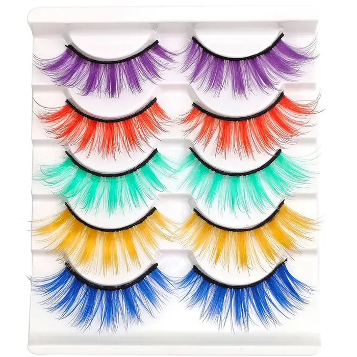 Kekelala 5 paires mélange Faux cils à bande brune en gros Blonde