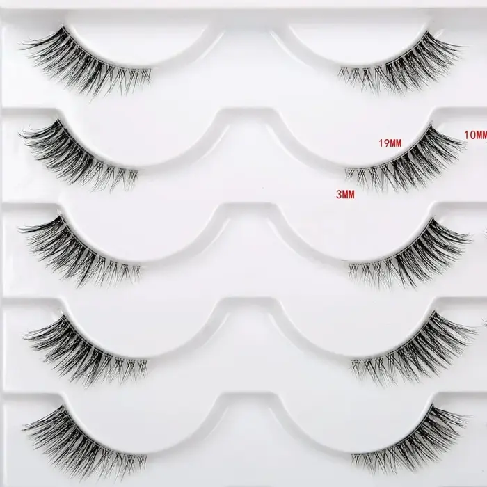 14 paires de faux cils transparents à bande transparente