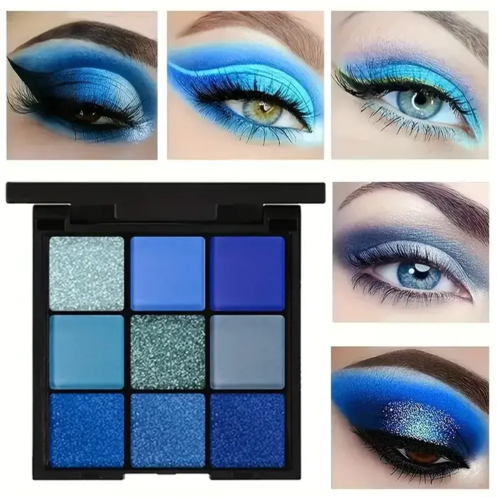 Palette de fards à paupières bleus à 9 grilles