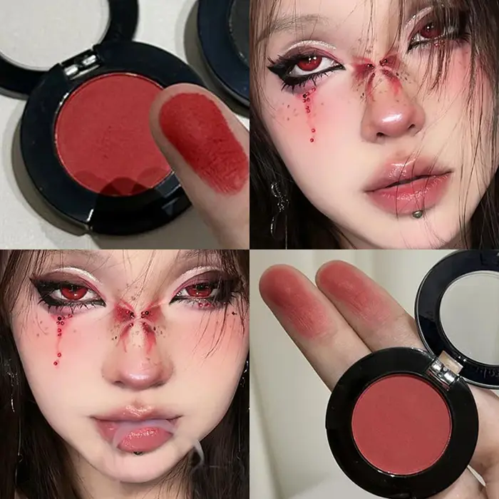 Punk fumé rouge noir ombre à paupières Palette imperméable gothique mat bleu fard