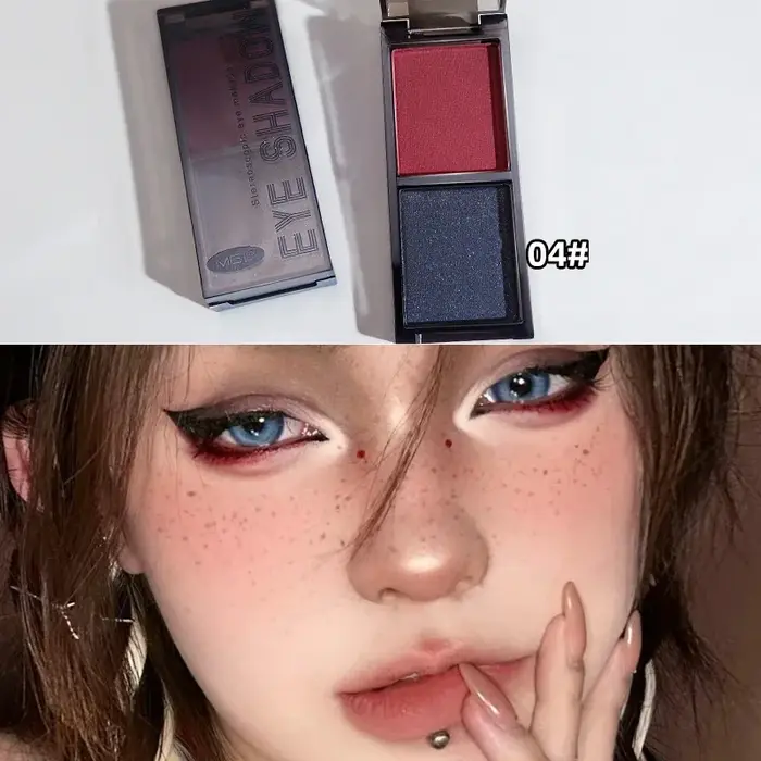 Palette de fards à paupières bicolore noir et rouge, palette de maquillage multifonctionnelle, eye-l