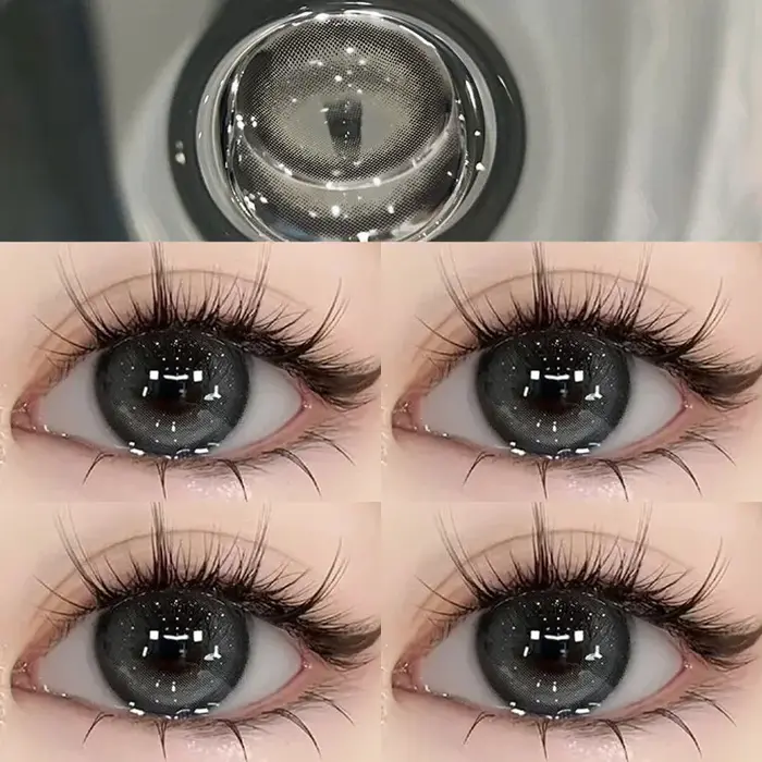 YIMEIXI 2 pièces lentilles de Contact de couleur noir de grand diamètre pour les yeux beauté élève lentille de maquillage annuel naturel avec dioptrie de myopie nouveau