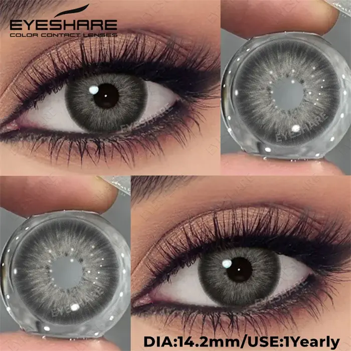 EYESHARE 2 pièces Grya yeux bruns lentilles de Contact couleur naturel confortable bleu