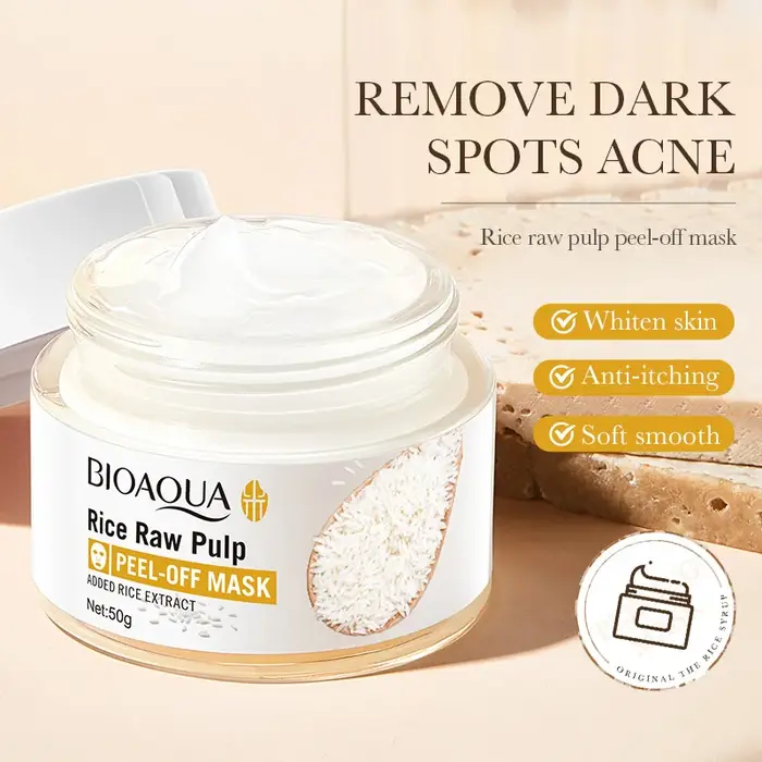 Masque exfoliant au riz blanc BIOAQUA, masque pour le visage anti-points noirs, anti-acné, hydratant
