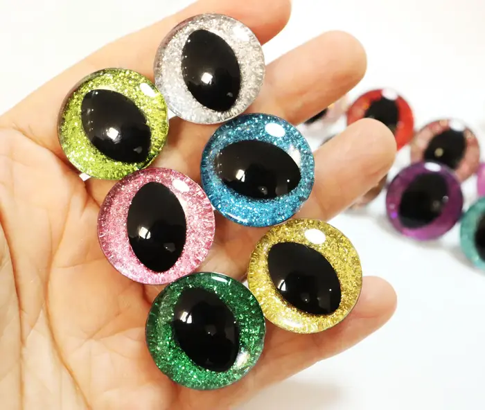 10 paires/lot d'yeux de chat 3D transparents de 10 mm à 30 mm, pupille noire, yeux d'animal de jouet avec rondelle de fixation - Option de taille et de couleur --N19