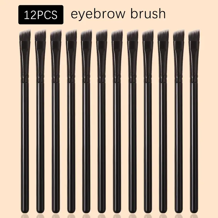 Lot de 12 pinceaux à sourcils souples angulaires, pinceaux de mélange, pinceaux à paupières, pinceau