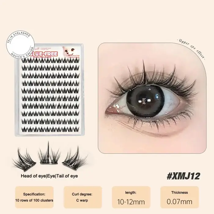 Faux cils coréens sans colle, bricolage, auto-adhésifs, en grappe, naturels, moelleux, Anime, flèche
