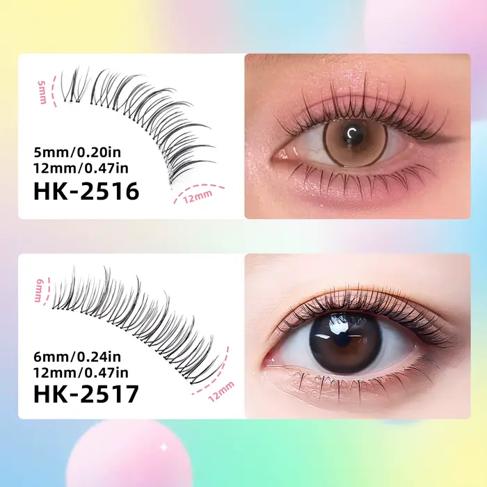 14 paires de faux cils naturels en forme de U