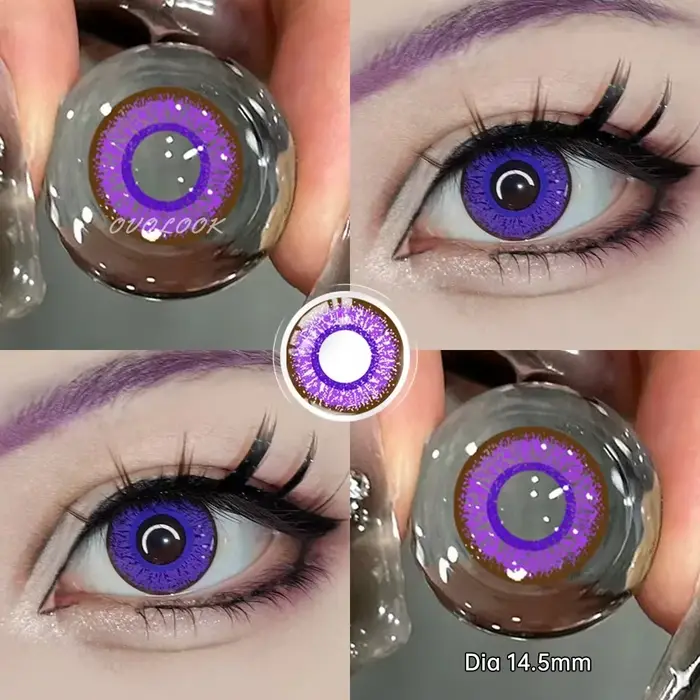 OVOLOOK - Lentilles de contact Anime 10 couleurs pour yeux grands, lentilles bleues, rouges, vertes,