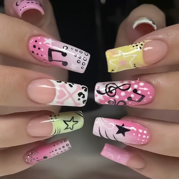 24 faux ongles style Y2K pour filles