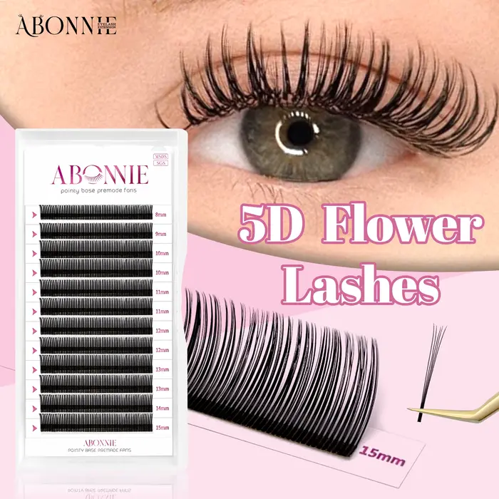 ABONNIE noir marron 5D fleur pointes fée faux cils individuels facile ventilateurs 5D fleur Volume c