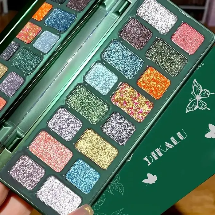 Palette de fards à paupières diamant scintillant de 16 couleurs, pigments élevés, finitions métalliq