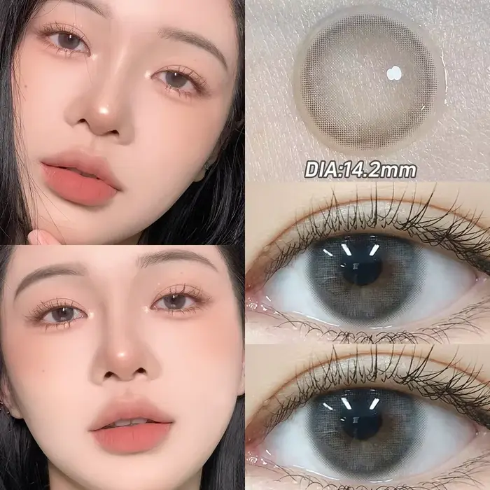 OVOLOOK-Lentilles de Contact Rose pour Myopie, Accessoire pour les Yeux avec Dioptries, Gris Naturel, Marron, Bleu, 2 Pièces