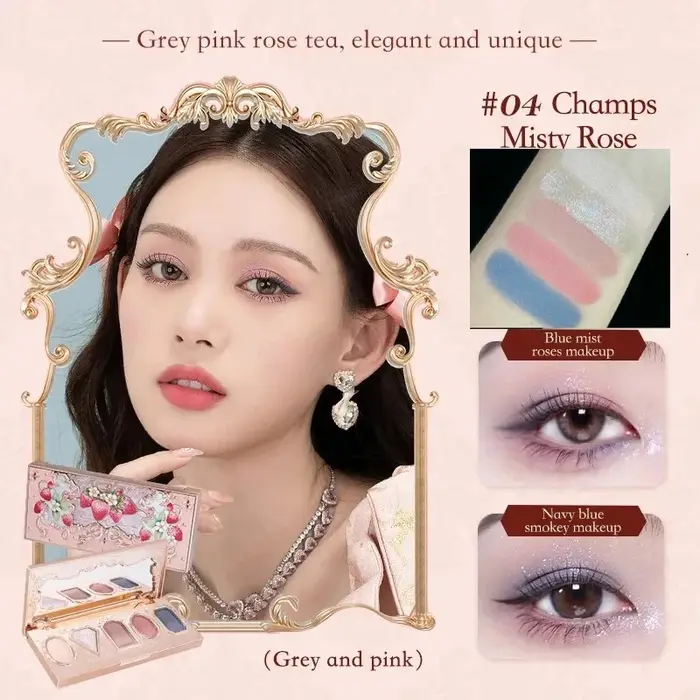 Fleur sait fraise Rococo fard à paupières pressé paillettes 5 couleurs ombre