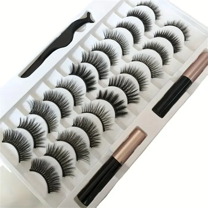 12 paires de ensembles de faux cils magnétiques