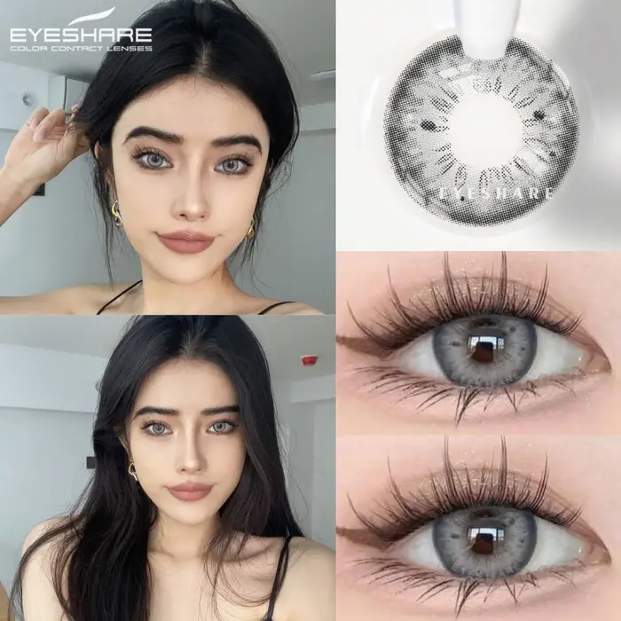 EYESHARE-Lentilles de Contact Colorées, 1 Paire, Yeux Bruns Naturels, Annuel, Mode, Vertes, Grises, 