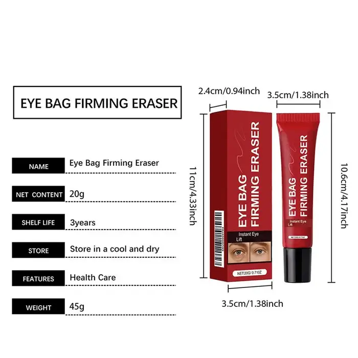 Crème pour le contour des yeux, élimine les poches sous les yeux, lisse les ridules, raffermit, lift instantané des poches, soin nourrissant doux, resserre.