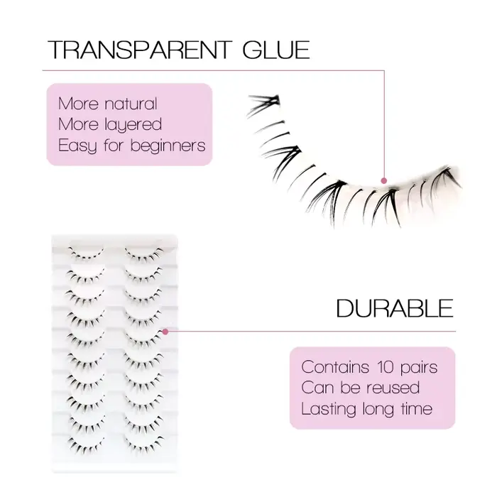 10 paires de cils inférieurs Manga