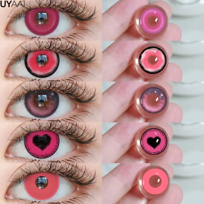 UYAAI 1 paire de lentilles de cosplay roses pour les yeux