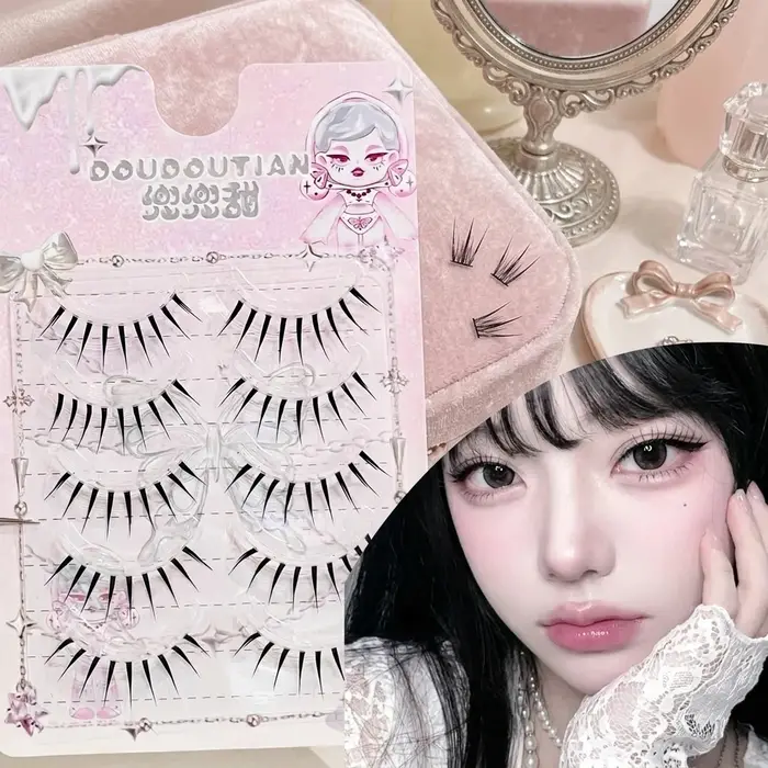 5 paires de faux cils naturels effet poupée