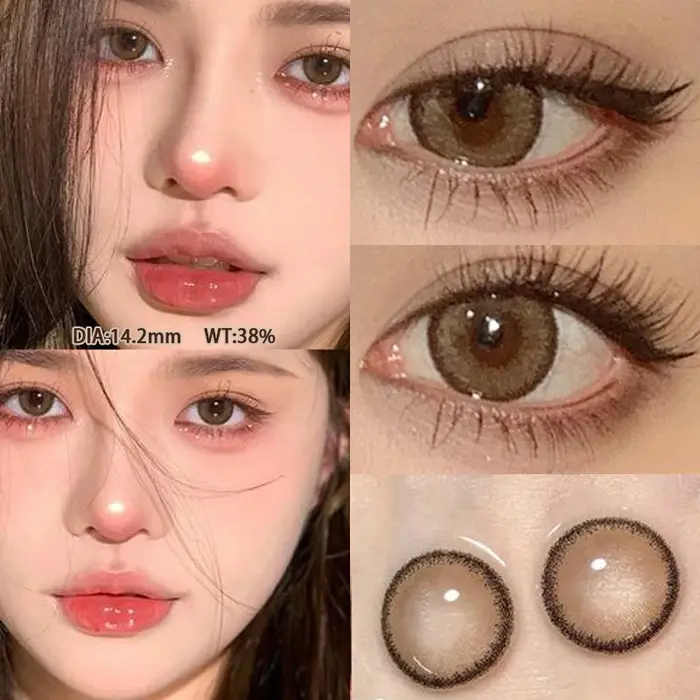 KSSEYE 2 pièces yeux bruns lentilles de couleur naturelle pour les yeux beauté élève avec myopie Prescription cosmétiques annuel nouveau expédition rapide