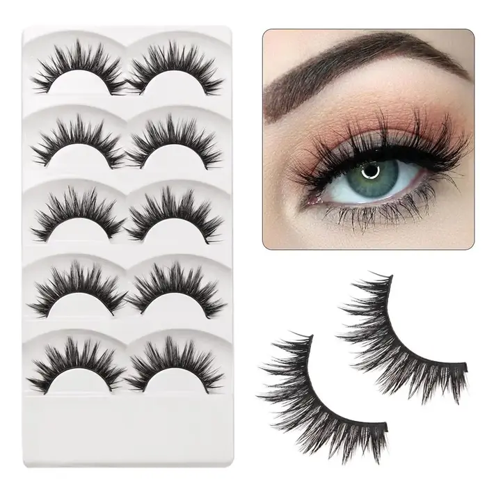 5 paires de faux cils naturels doux