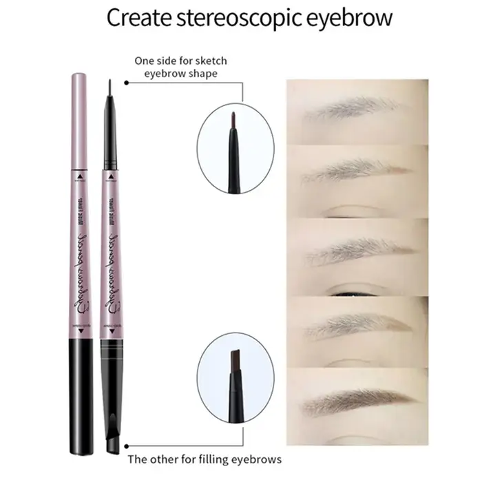 Musique fleur 4 couleurs Double tête crayon à sourcils imperméable longue durée maquillage des yeux