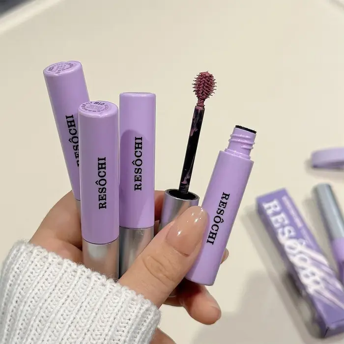 Mascara Sourcils Waterproof Longue Durée 4 Couleurs Violet-Brun