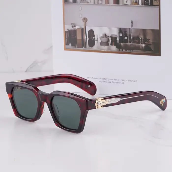 STERETT – Lunettes de soleil œil de chat vintage rouge écaille de tortue pour homme
