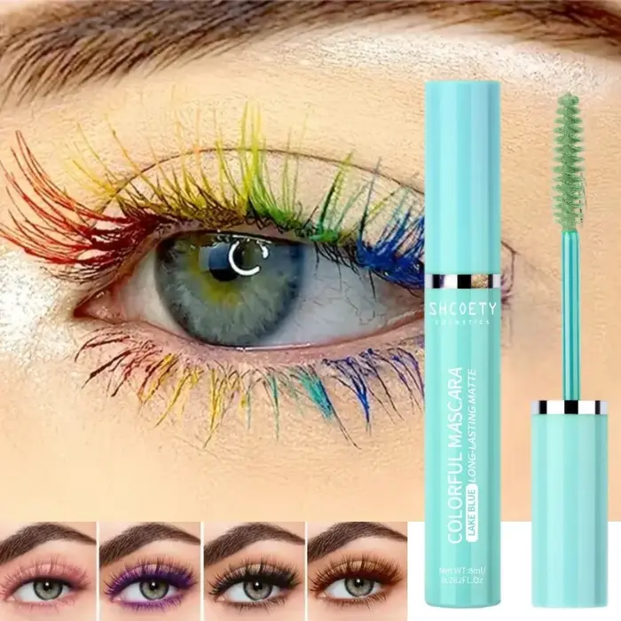 Mascara de couleur 6 couleurs, imperméable et Non taché, bouclé mince et épais, maquillage chaud pour scène de noël, cosmétiques pour les yeux