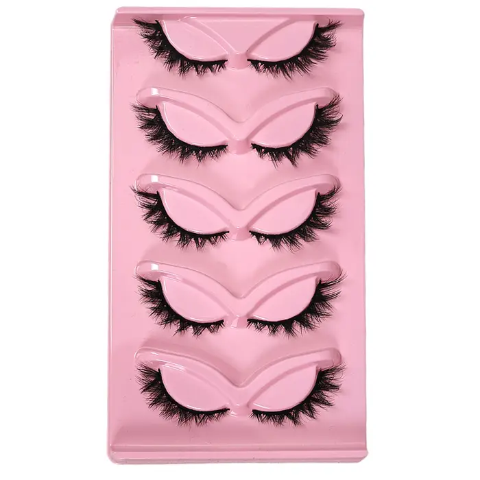 5 paires de faux cils œil de chat en faux vison, réutilisables, doux et confortables pour le maquill