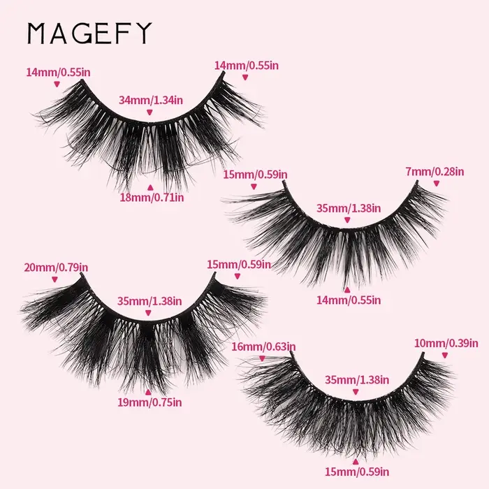 MAGEFY 20 paires de Faux cils Style mixte Curling naturel réutilisable Portable emballage individuel