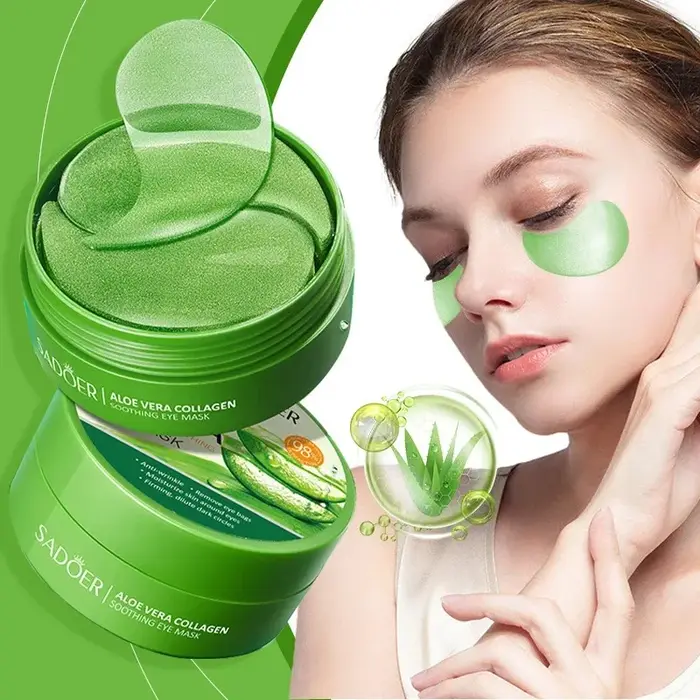 SADOER 60 pièces masque pour les yeux au collagène et à l'aloe Vera patchs Anti cernes sacs pour les